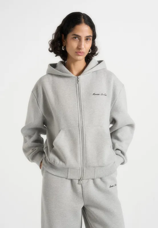 Zia - Unisex Signature Relaxed Fit Zip Hoodie - Marl Grey sold by Maniere De Voir