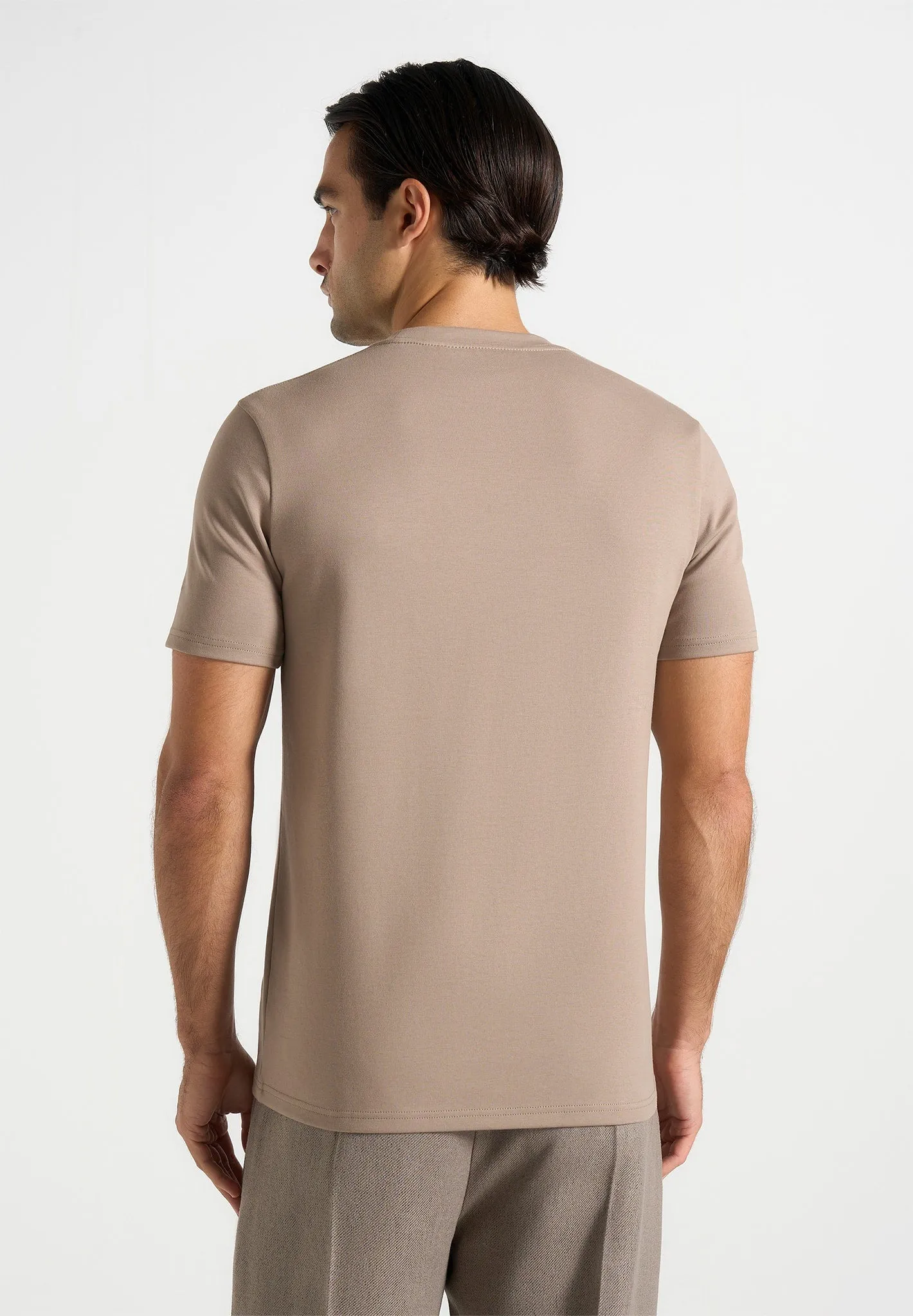 Matteo - Regular Fit Cotton T-Shirt - Taupe sold by Maniere De Voir product image thumbnail 4