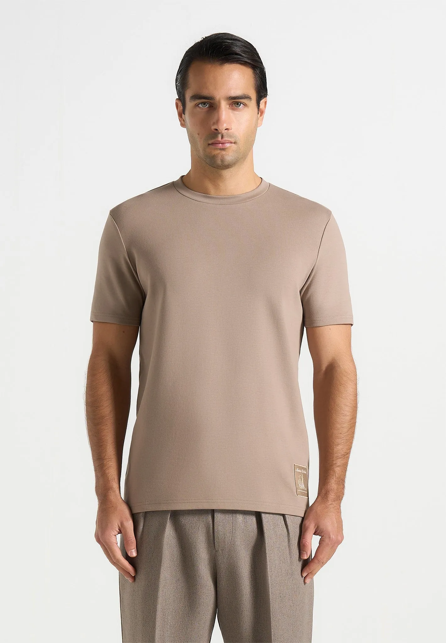 Matteo - Regular Fit Cotton T-Shirt - Taupe sold by Maniere De Voir product image thumbnail 5