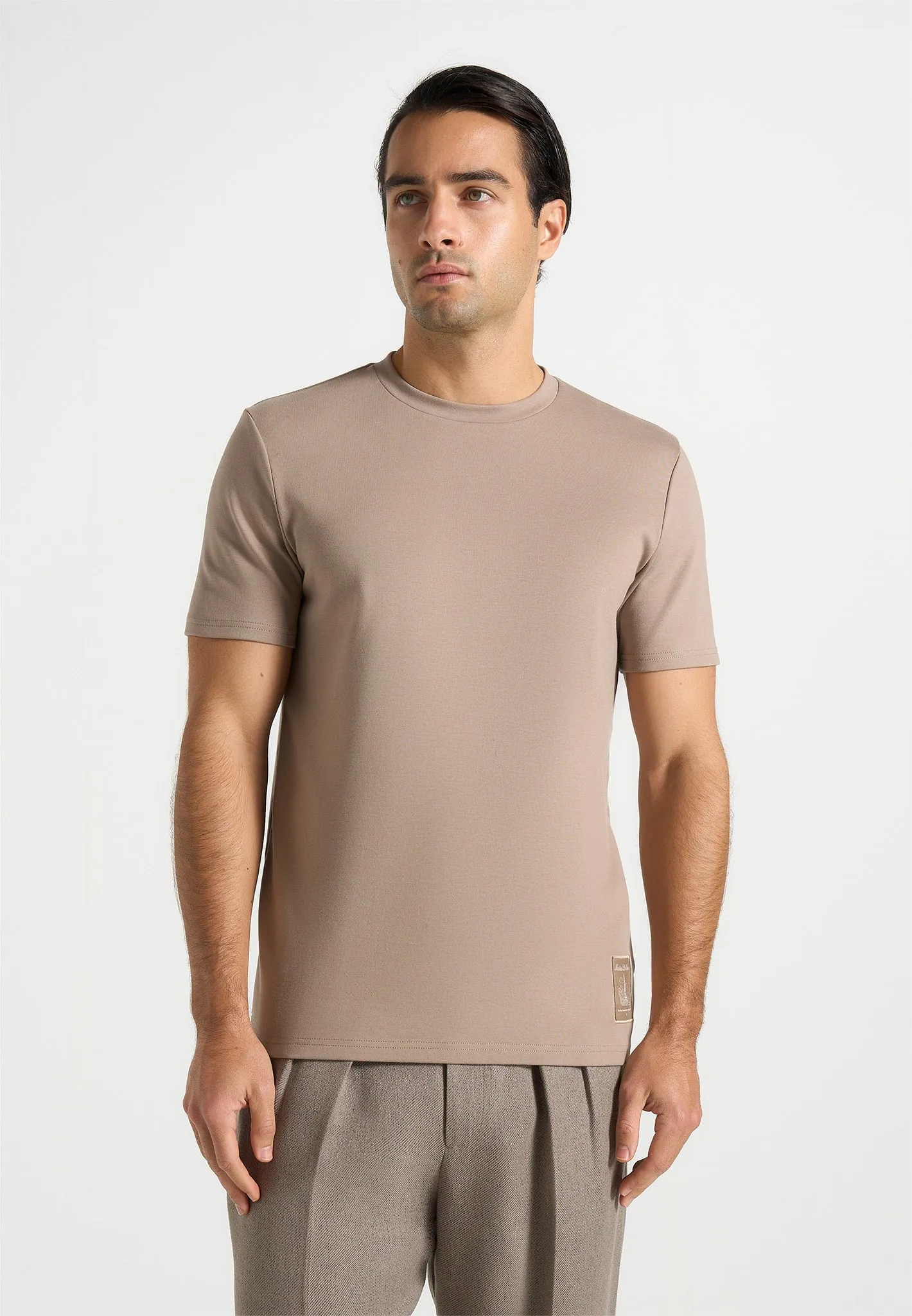Matteo - Regular Fit Cotton T-Shirt - Taupe sold by Maniere De Voir