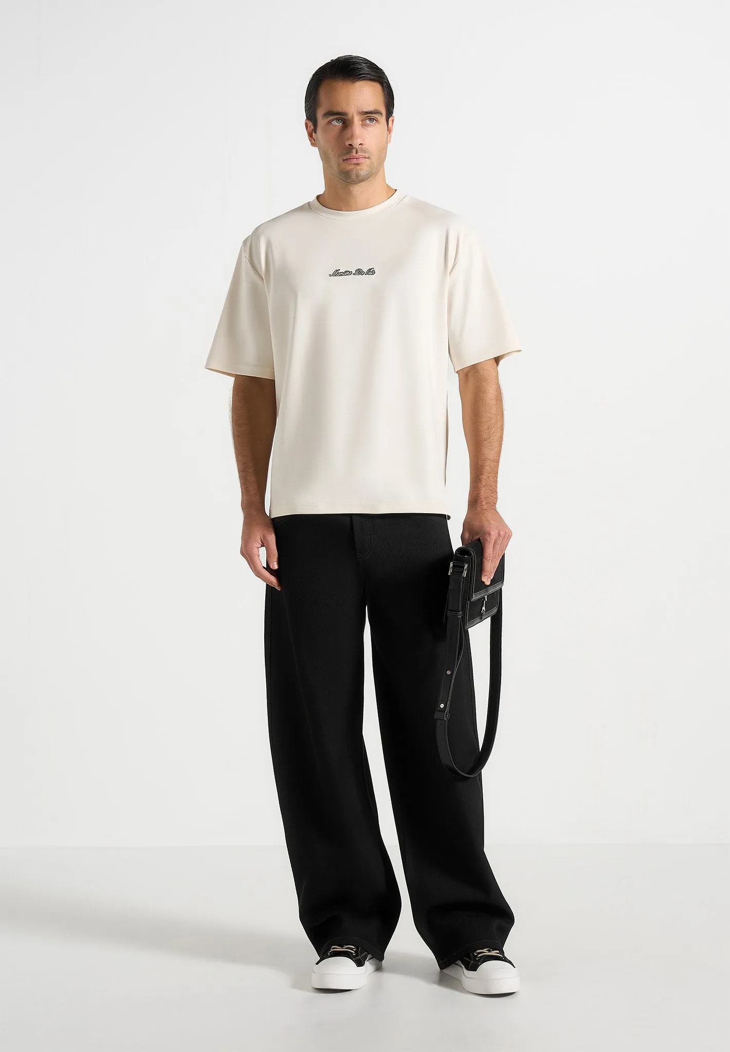 Ari - Unisex Signature Relaxed Fit Cotton T-Shirt - Cream sold by Maniere De Voir product image thumbnail 4