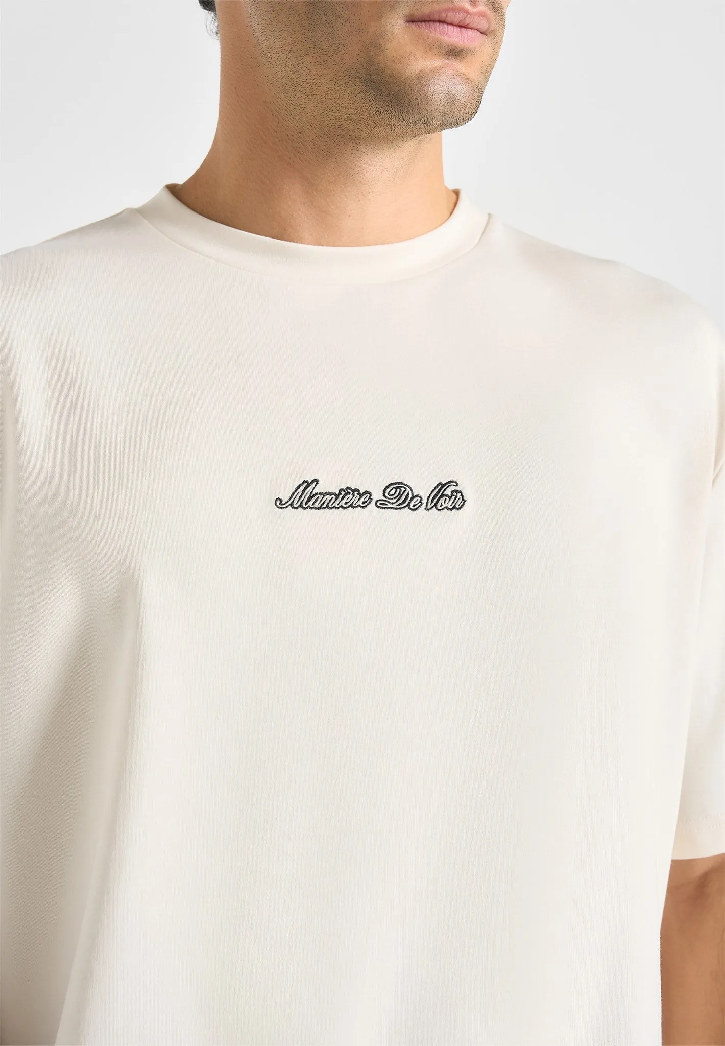 Ari - Unisex Signature Relaxed Fit Cotton T-Shirt - Cream sold by Maniere De Voir product image thumbnail 3