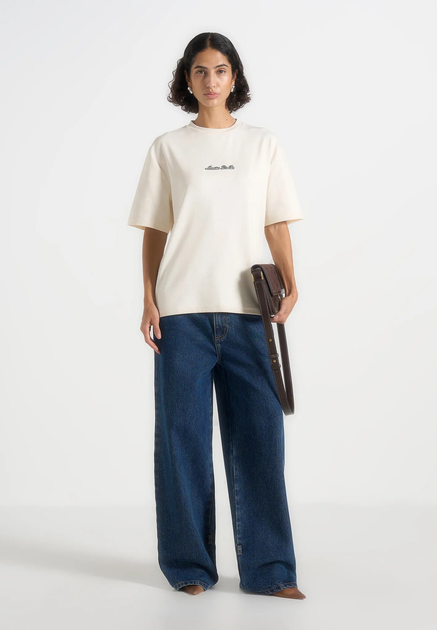 Ari - Unisex Signature Relaxed Fit Cotton T-Shirt - Cream sold by Maniere De Voir product image thumbnail 5