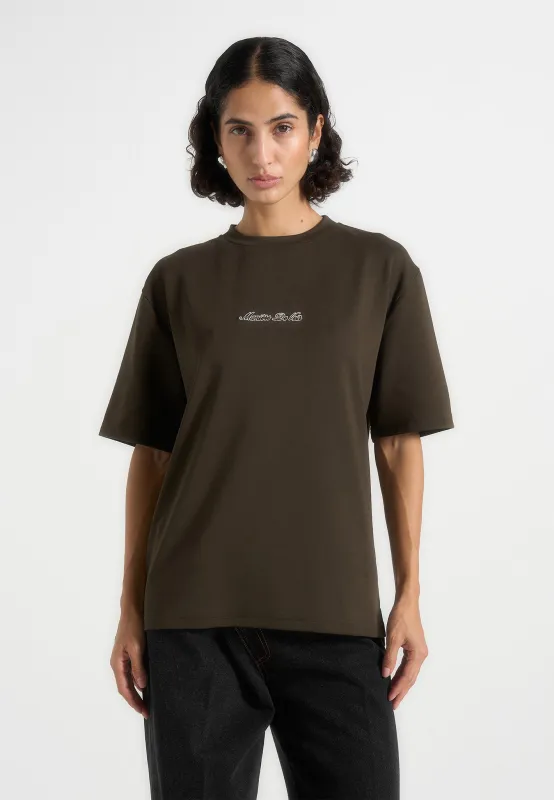 Ari - Unisex Signature Relaxed Fit Cotton T-Shirt - Olive sold by Maniere De Voir