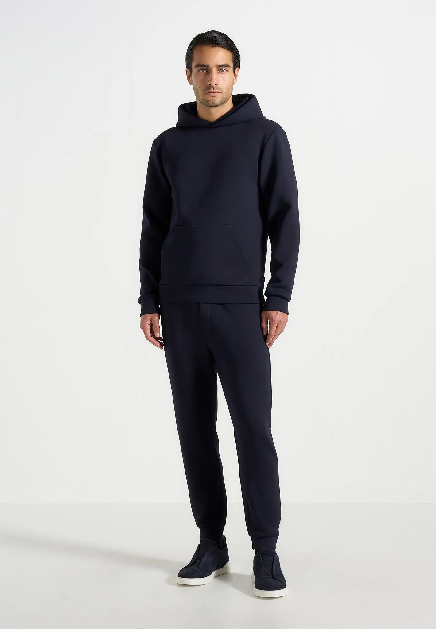 Drew - Neoprene Minimal Regular Fit Hoodie - Navy sold by Maniere De Voir product image thumbnail 2