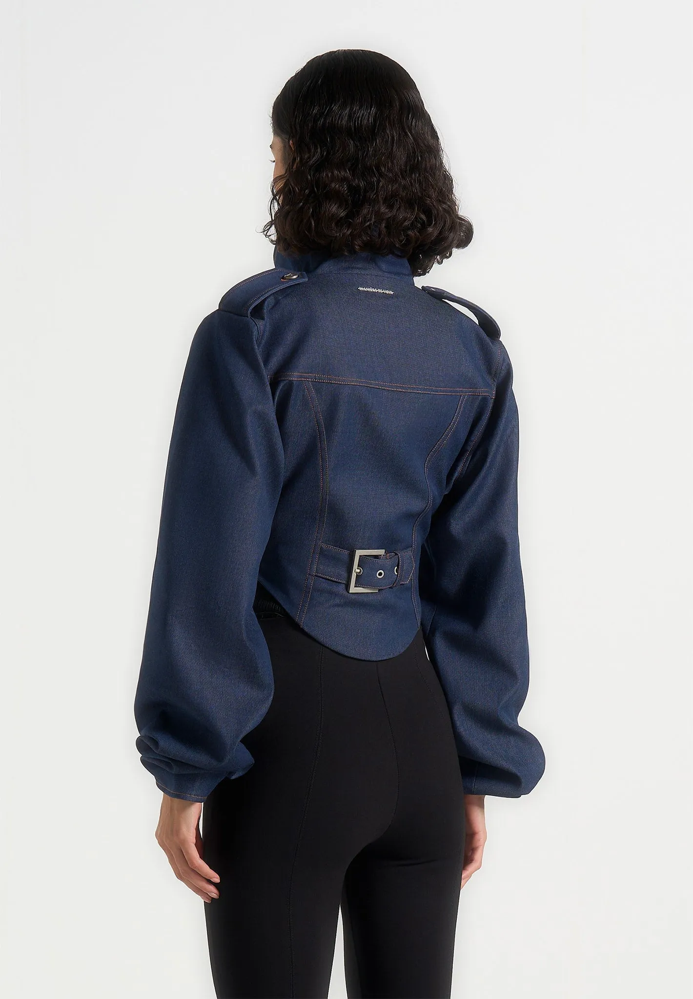 Solange - Denim Tacked Sleeve Corset Jacket - Indigo sold by Maniere De Voir product image thumbnail 5