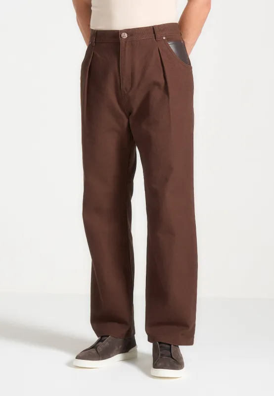 Arnault - Relaxed Fit Pleated Gabardine Jeans - Brown sold by Maniere De Voir
