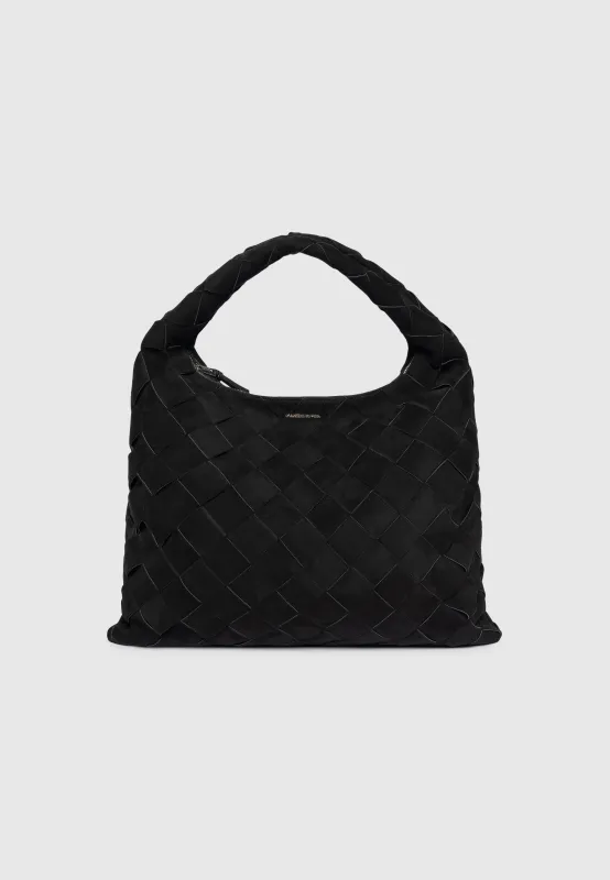 Aubin - Suede Woven Hobo Bag - Black sold by Maniere De Voir