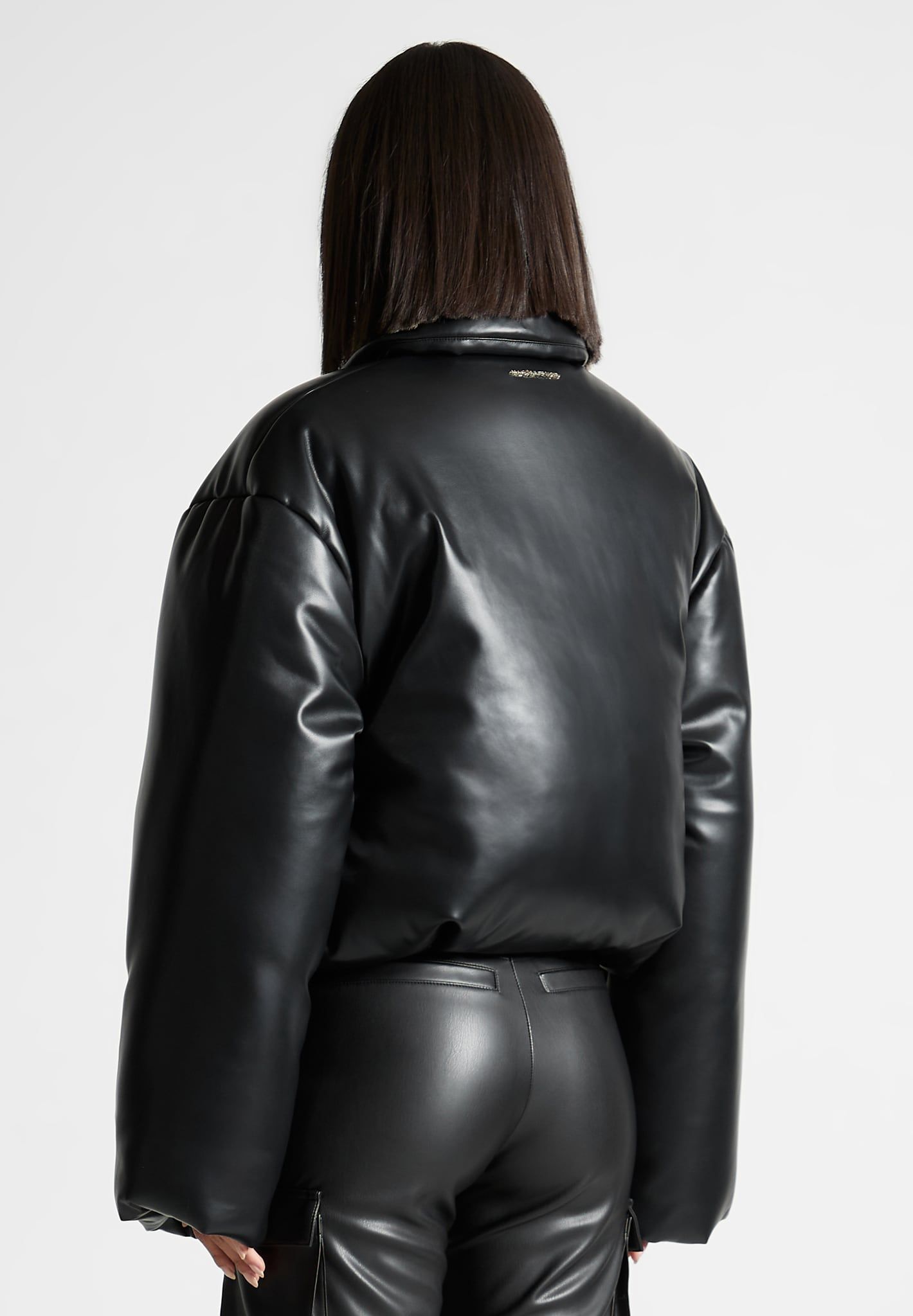 Leather Padded Bomber Jacket - Black sold by Maniere De Voir product image thumbnail 5