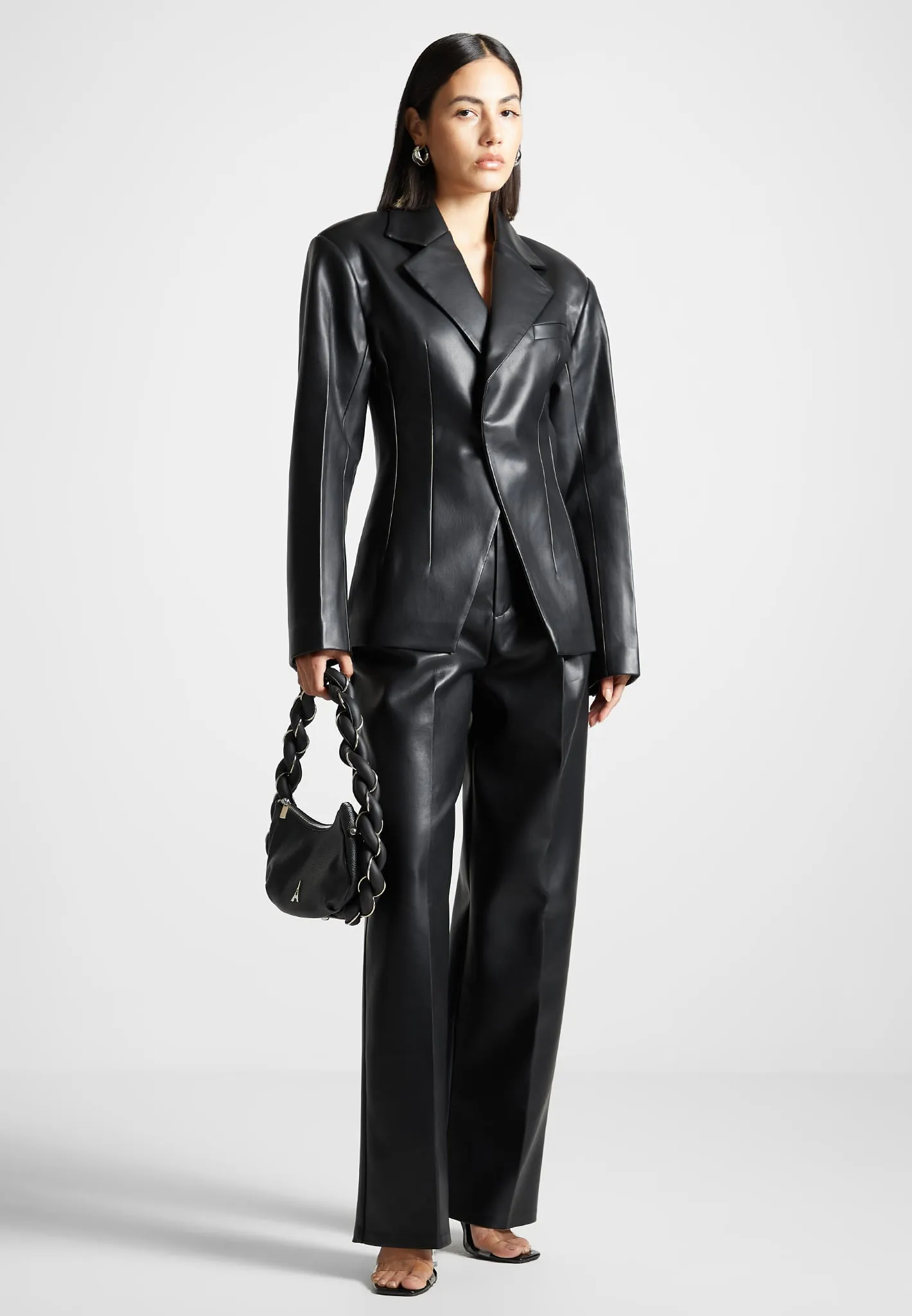 Leather Double Breasted Blazer - Black sold by Maniere De Voir product image thumbnail 5