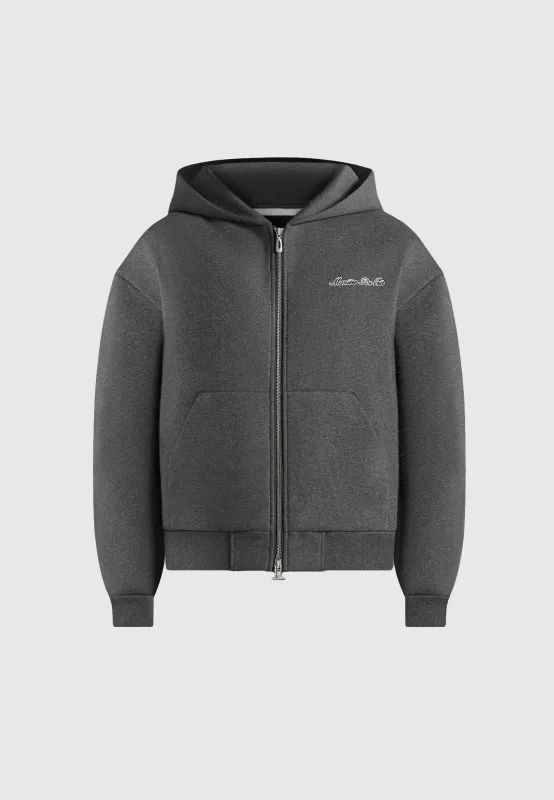 JS002 - Unisex Signature Relaxed Fit Zip Hoodie - Charcoal Grey sold by Maniere De Voir