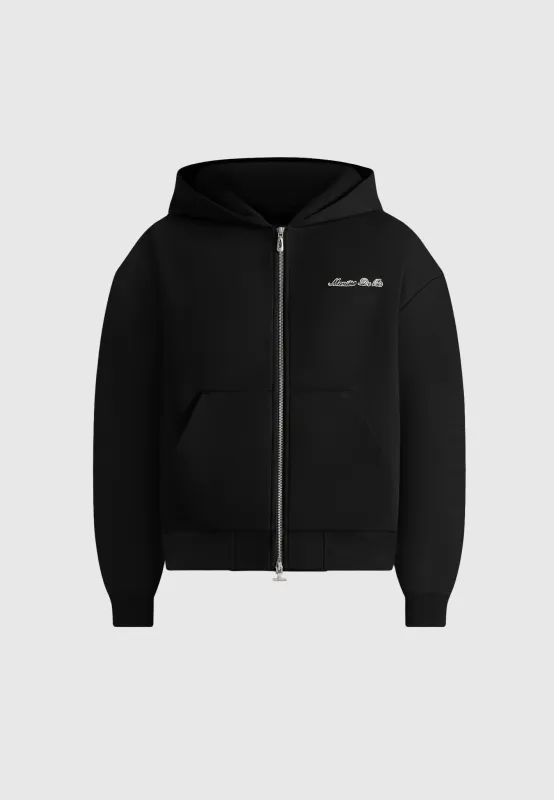 JS002 - Unisex Signature Relaxed Fit Zip Hoodie - Black sold by Maniere De Voir