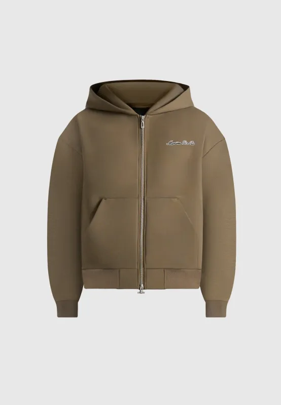 JS002 - Unisex Signature Relaxed Fit Zip Hoodie - Olive sold by Maniere De Voir