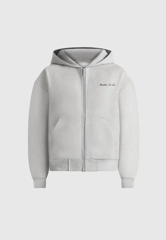 JS002 - Unisex Signature Relaxed Fit Zip Hoodie - Marl Grey sold by Maniere De Voir