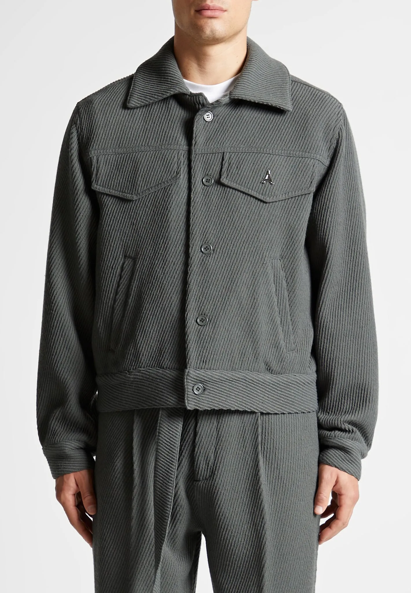 Twill Boxy Jacket - Grey sold by Maniere De Voir product image thumbnail 3