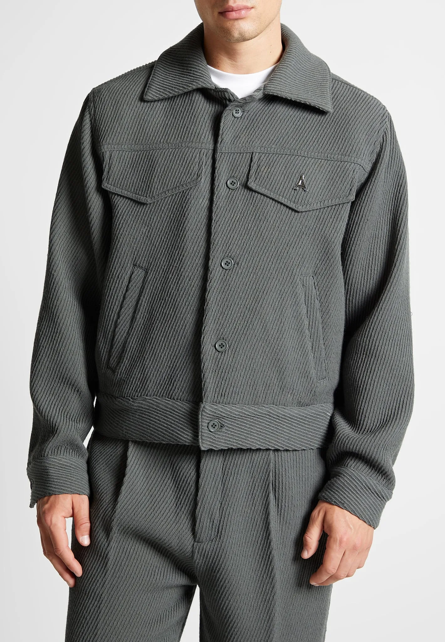Twill Boxy Jacket - Grey sold by Maniere De Voir product image thumbnail 4