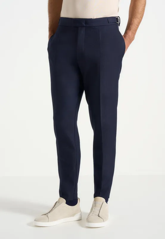 Hubert - Slim Fit Tailored Trousers - Navy made by Maniere De Voir