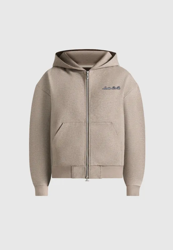 JS002 - Unisex Signature Relaxed Fit Zip Hoodie - Taupe sold by Maniere De Voir