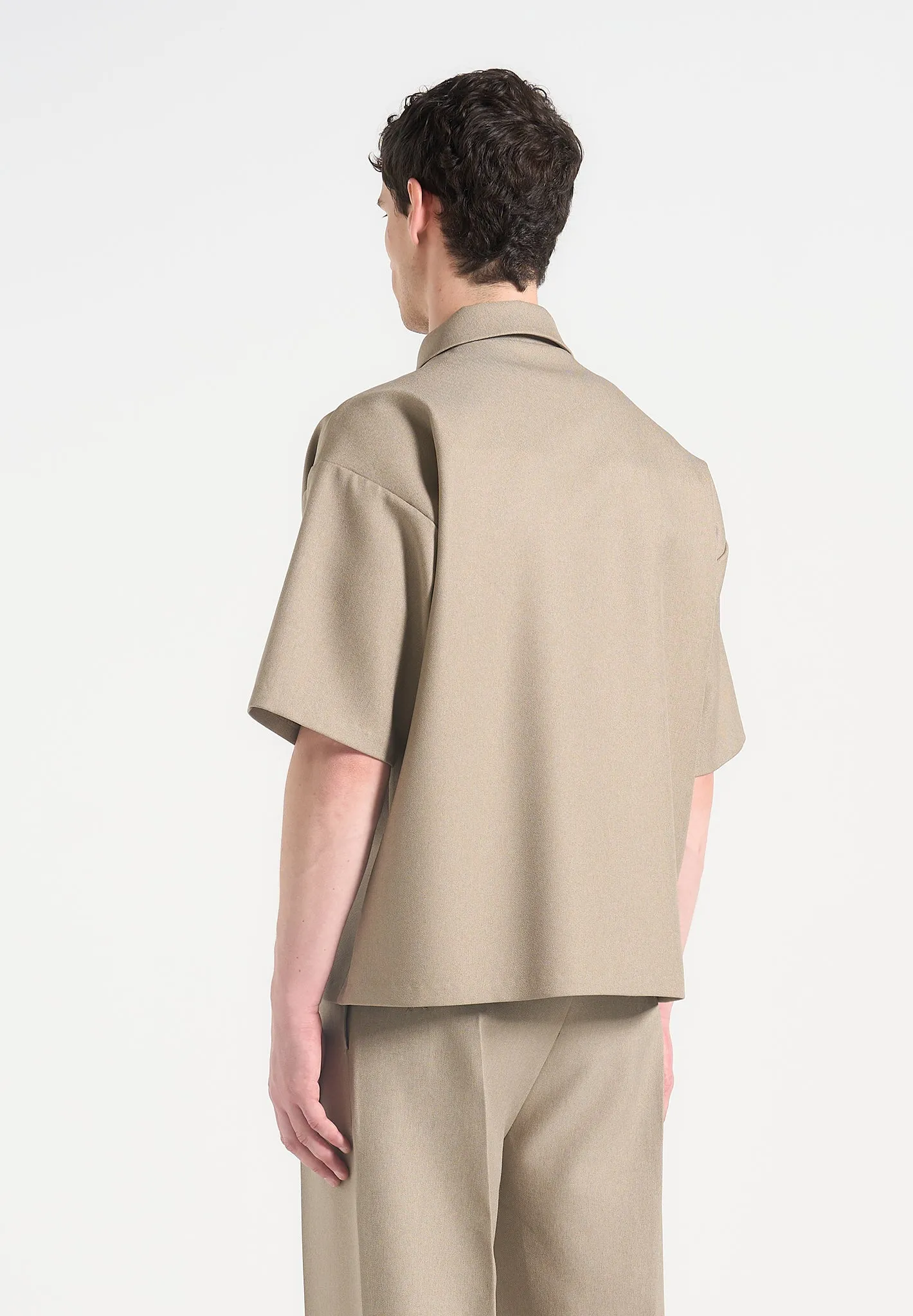 Aven - Boxy Shirt with Crease - Beige sold by Maniere De Voir product image thumbnail 4