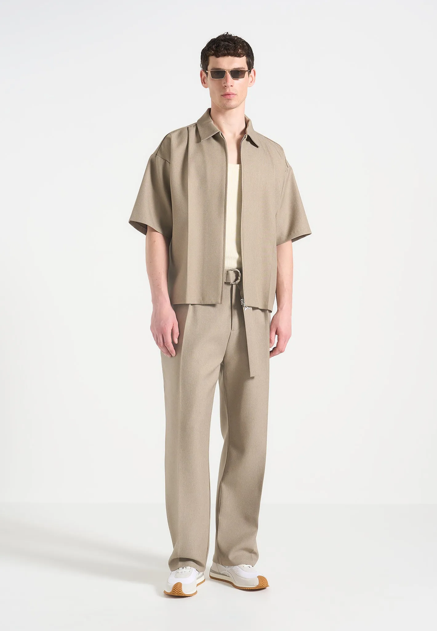 Aven - Boxy Shirt with Crease - Beige sold by Maniere De Voir