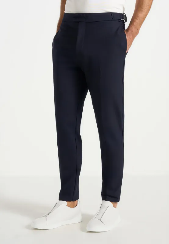 Aiden - Slim Fit Stretch Trousers - Navy sold by Maniere De Voir