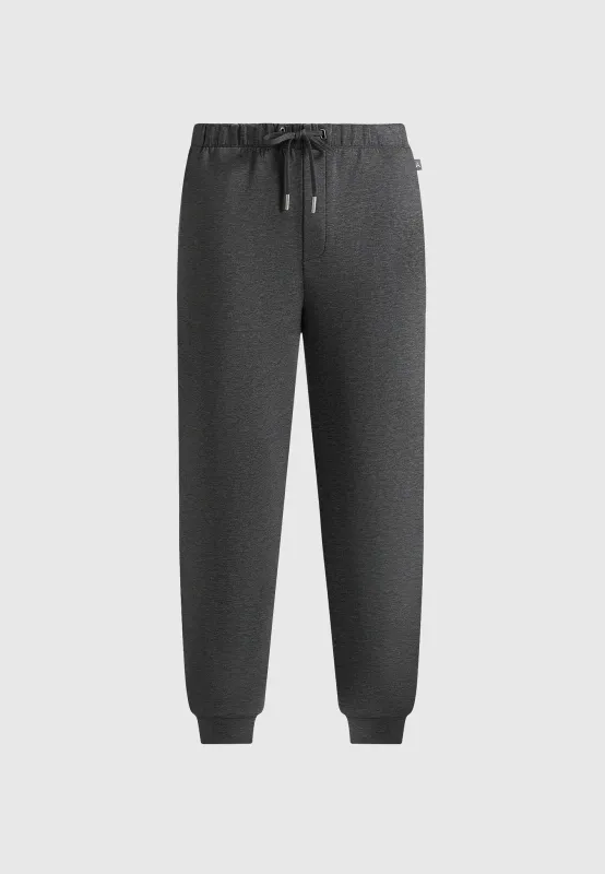 JS008 - Neoprene Minimal Tapered Fit Cuffed Joggers - Charcoal Grey sold by Maniere De Voir