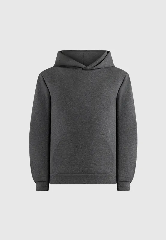 JS007 - Neoprene Minimal Regular Fit Hoodie - Charcoal Grey sold by Maniere De Voir