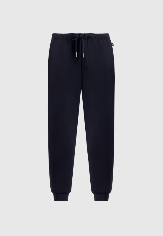 JS008 - Neoprene Minimal Tapered Fit Cuffed Joggers - Navy made by Maniere De Voir