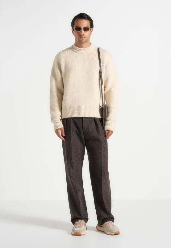 KW001 - Brushed Wool Knit Jumper - Cream made by Maniere De Voir