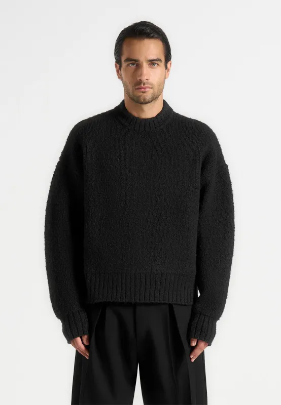 KW001 - Brushed Wool Knit Jumper - Black made by Maniere De Voir