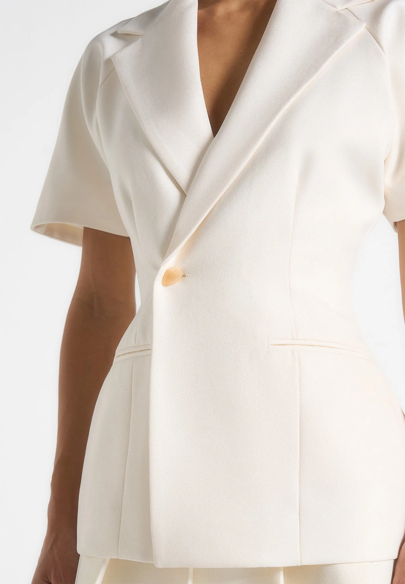 Malika - Double Breasted Short Sleeve Blazer - Off White sold by Maniere De Voir product image thumbnail 3