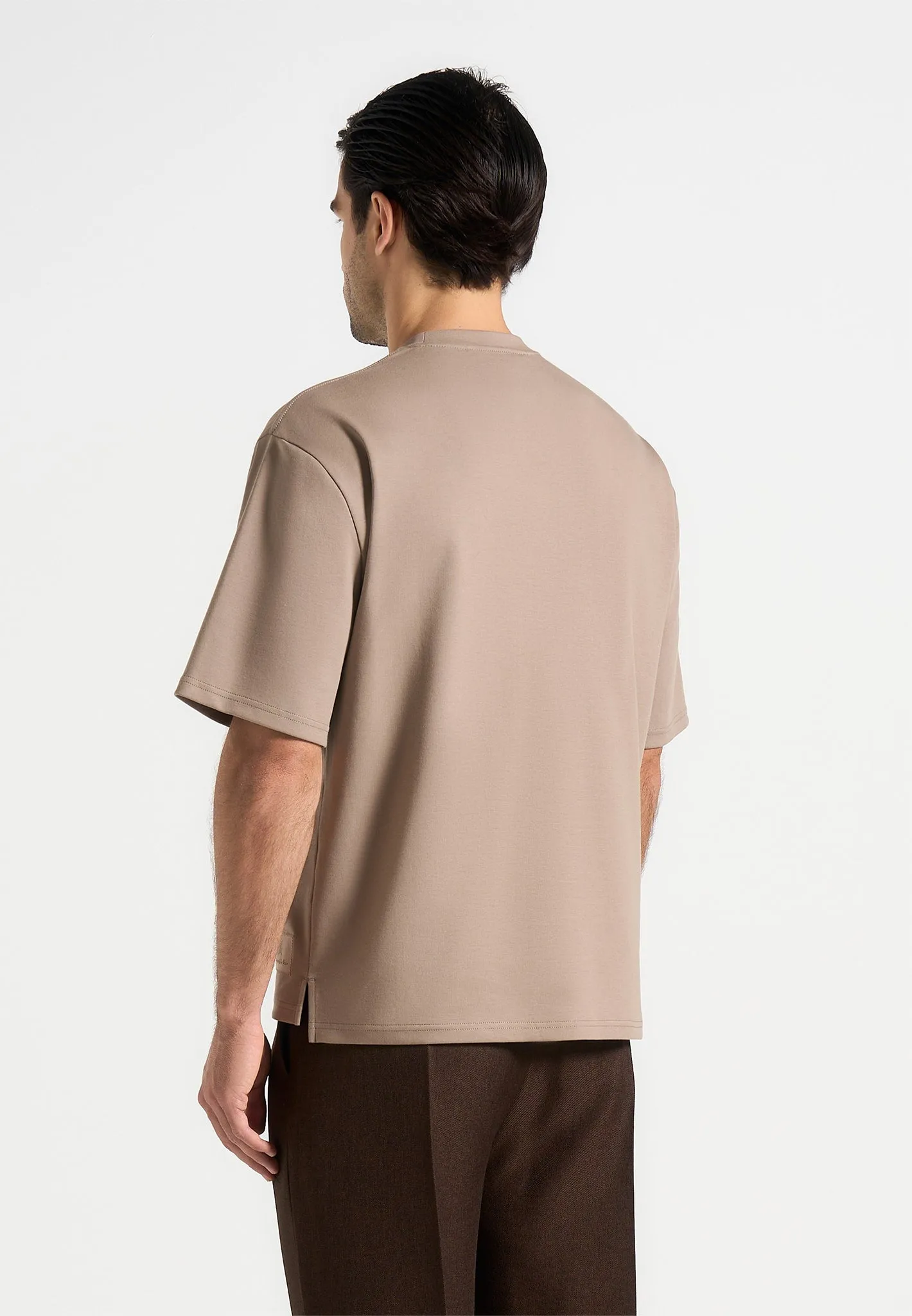 TS007 - Relaxed Fit Cotton T-Shirt - Taupe sold by Maniere De Voir product image thumbnail 4