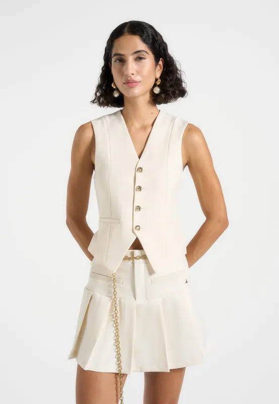 Christine - Tailored Cinch Waistcoat - Off White sold by Maniere De Voir