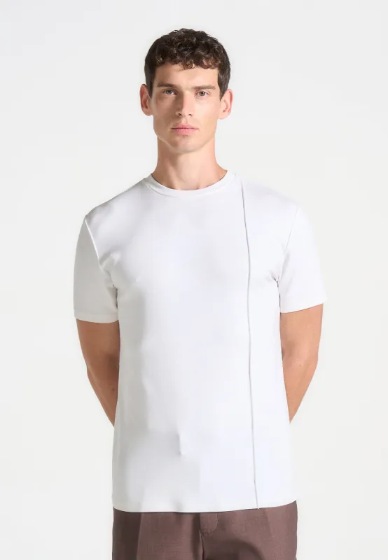 TS002 - Regular Fit Cotton T-Shirt with Pintuck - White sold by Maniere De Voir