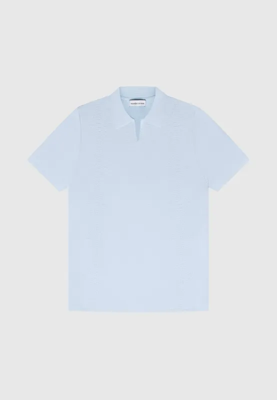 Knitted Eiffel Polo Top - Pale Blue sold by Maniere De Voir