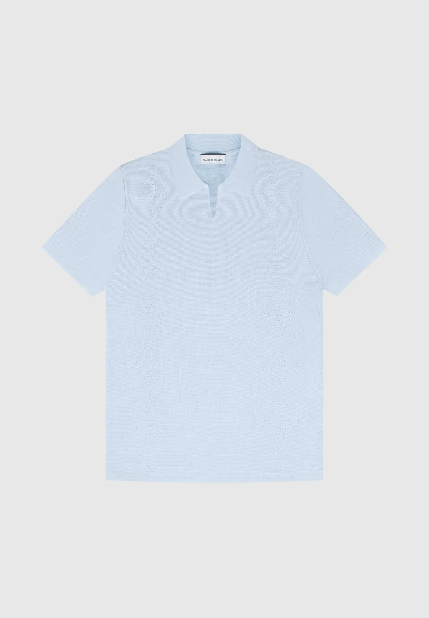 Knitted Eiffel Polo Top - Pale Blue sold by Maniere De Voir