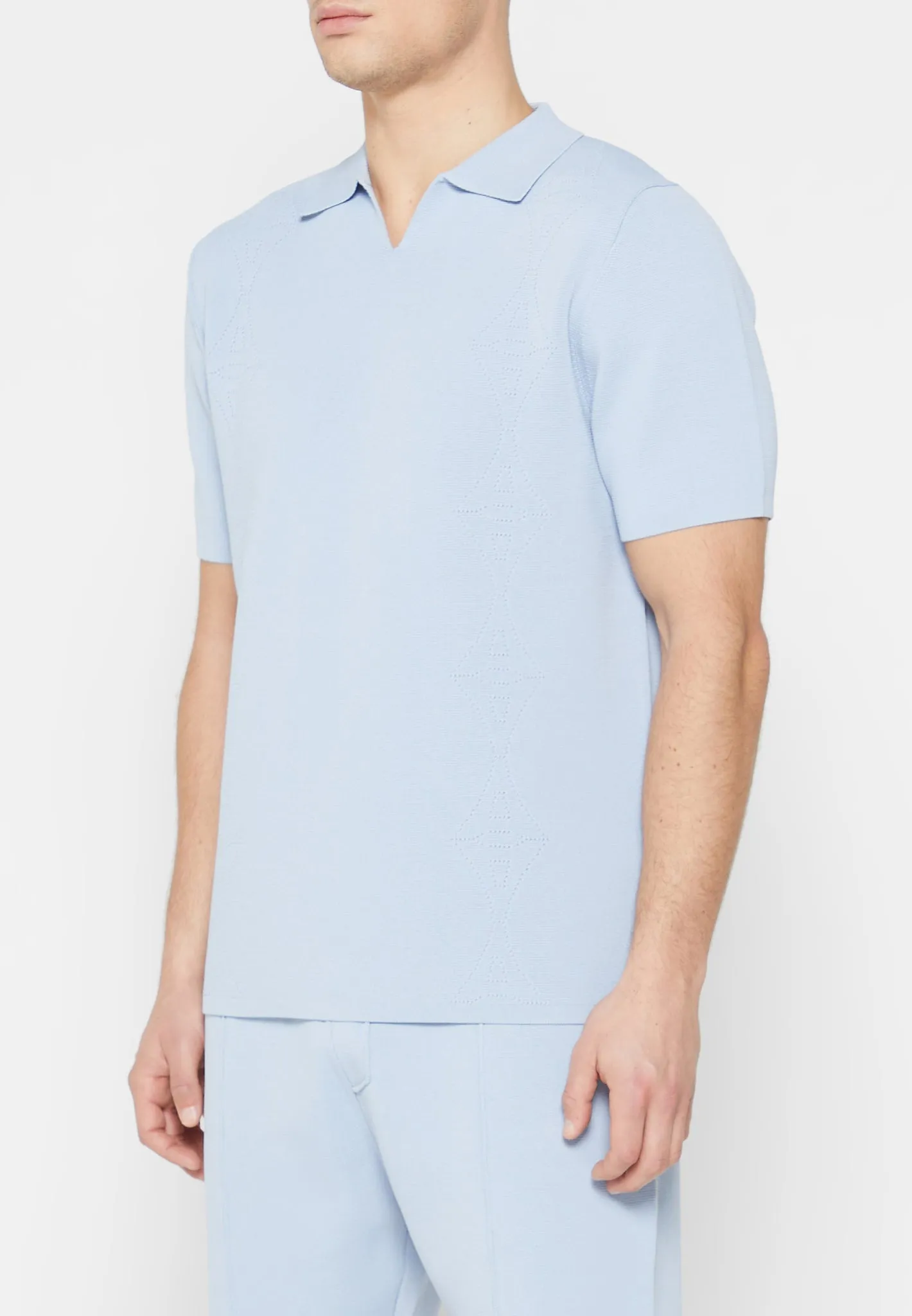 Knitted Eiffel Polo Top - Pale Blue sold by Maniere De Voir product image thumbnail 3