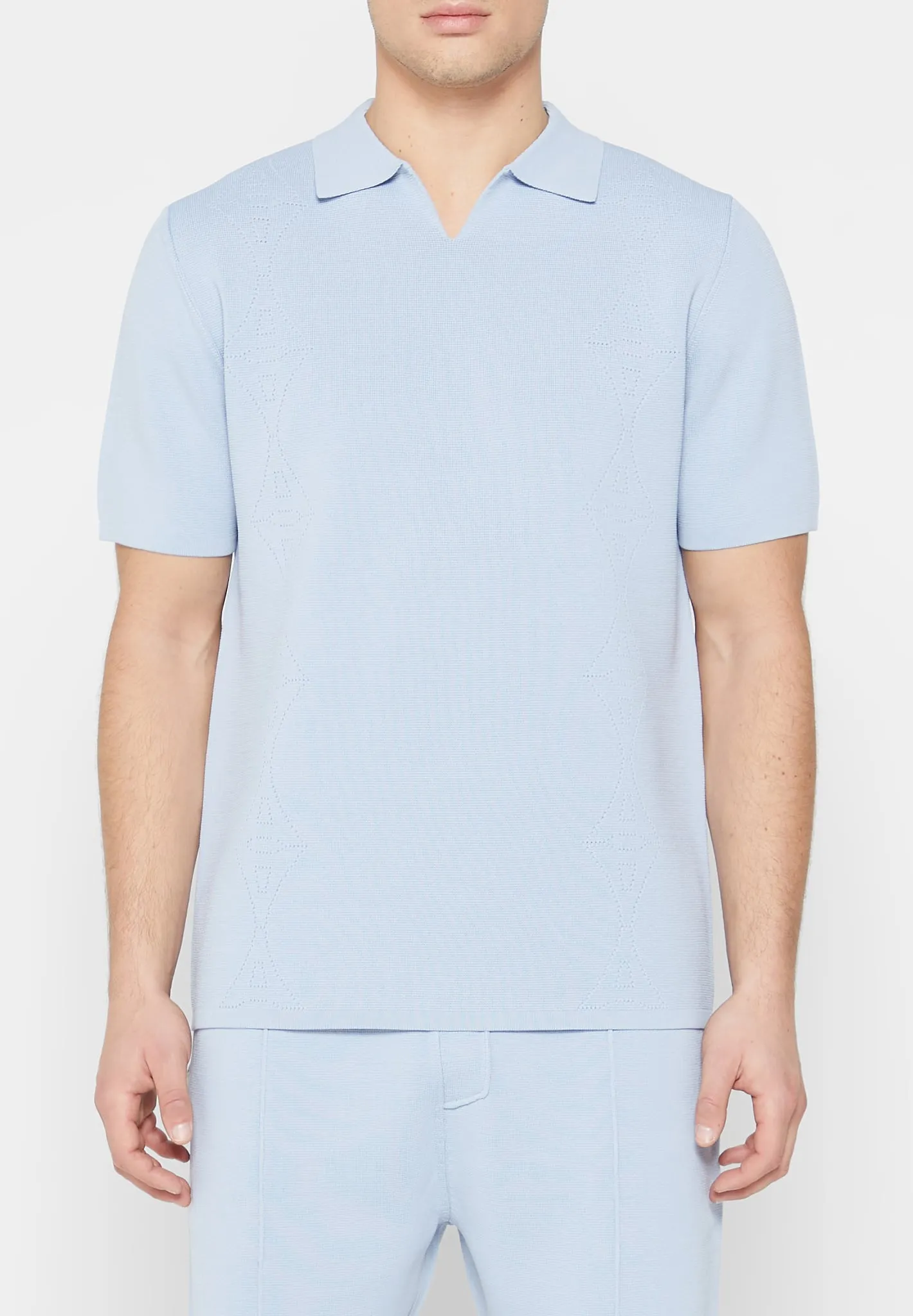 Knitted Eiffel Polo Top - Pale Blue sold by Maniere De Voir product image thumbnail 2