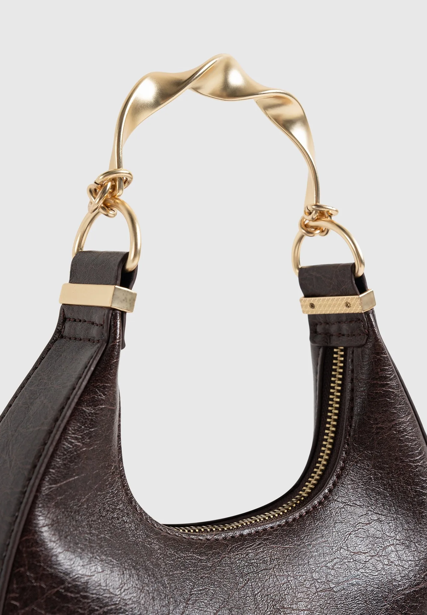 Sadie - Sculpted Leather Crescent Bag - Brown sold by Maniere De Voir product image thumbnail 4