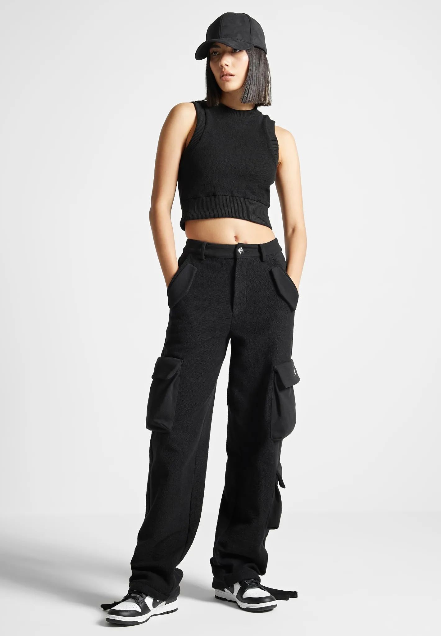 Loopback Racer Crop Top - Black sold by Maniere De Voir