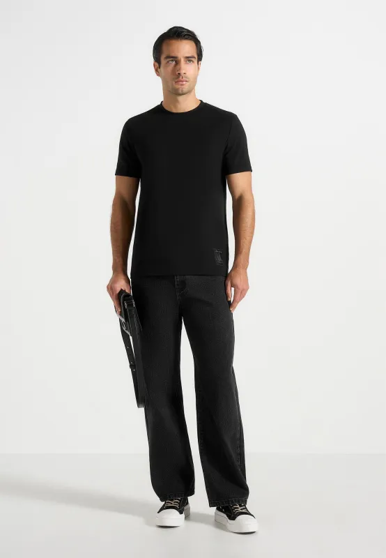 TS002 - Regular Fit Cotton T-Shirt - Black made by Maniere De Voir