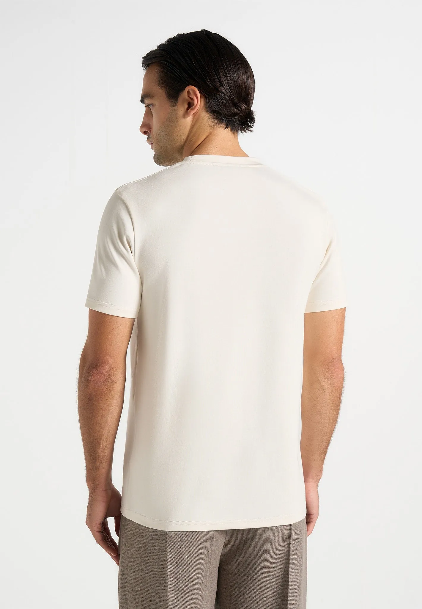 TS002 - Regular Fit Cotton T-Shirt - Cream sold by Maniere De Voir product image thumbnail 5