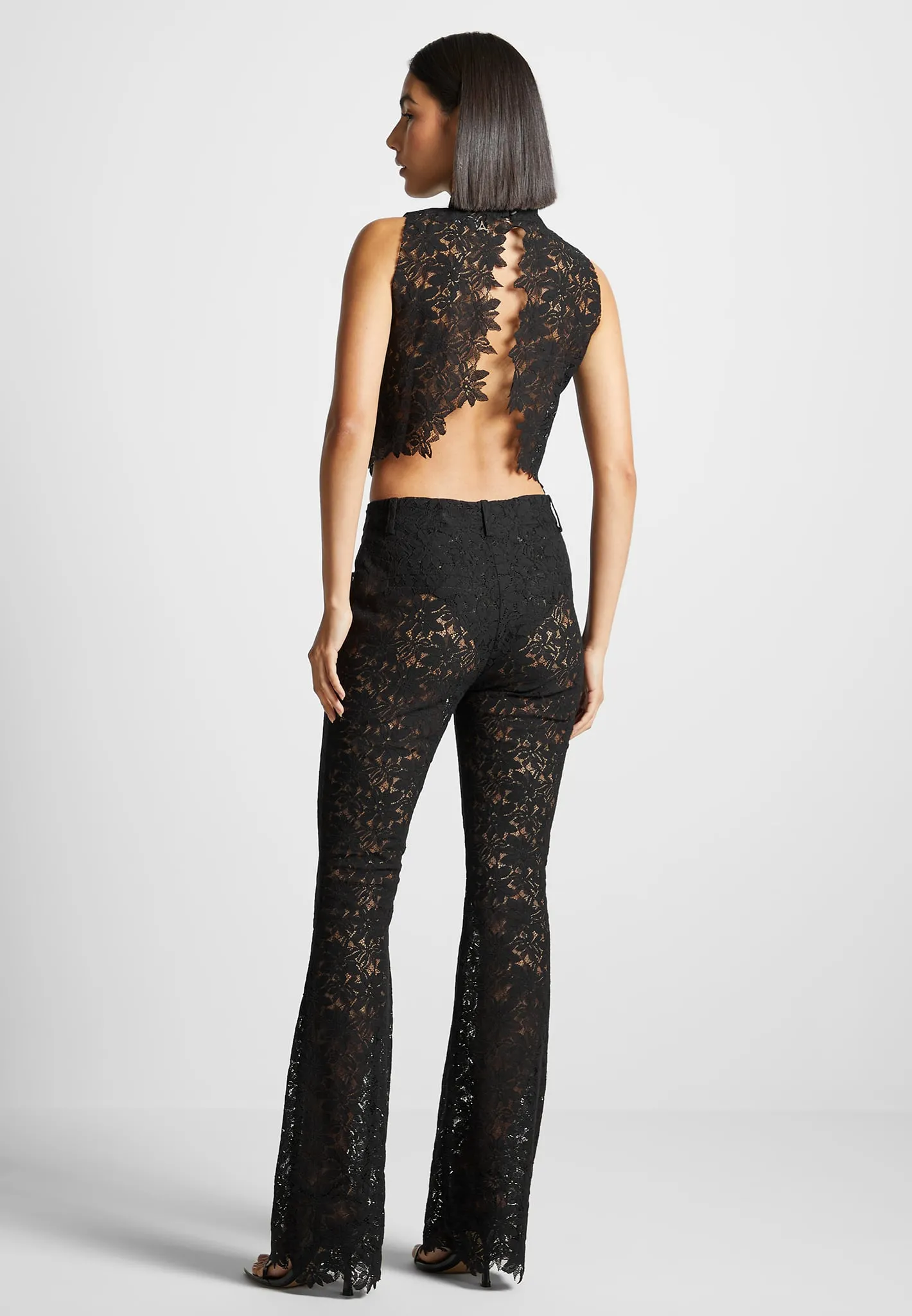 Lace Open Back Top - Black sold by Maniere De Voir product image thumbnail 3