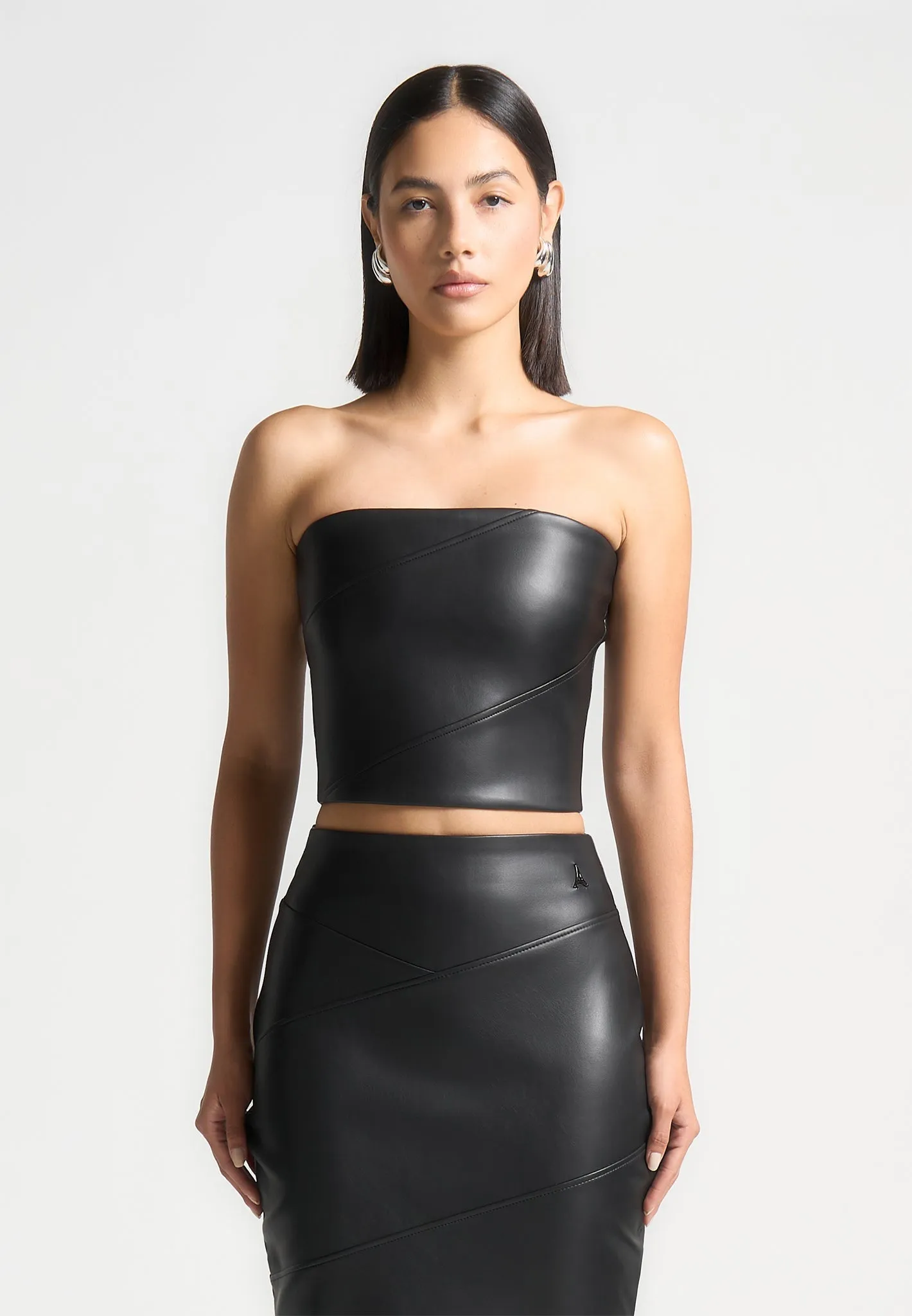 Evie - Bandeau Leather Corset Top - Black sold by Maniere De Voir product image thumbnail 4