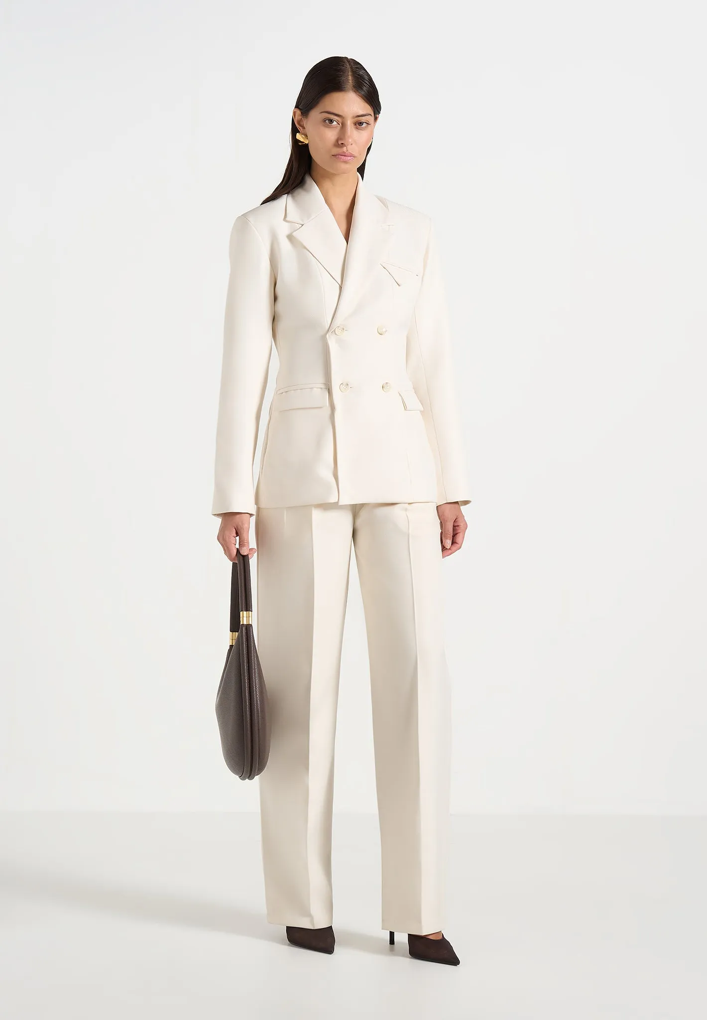 Maia - Double Breasted Blazer - Cream sold by Maniere De Voir