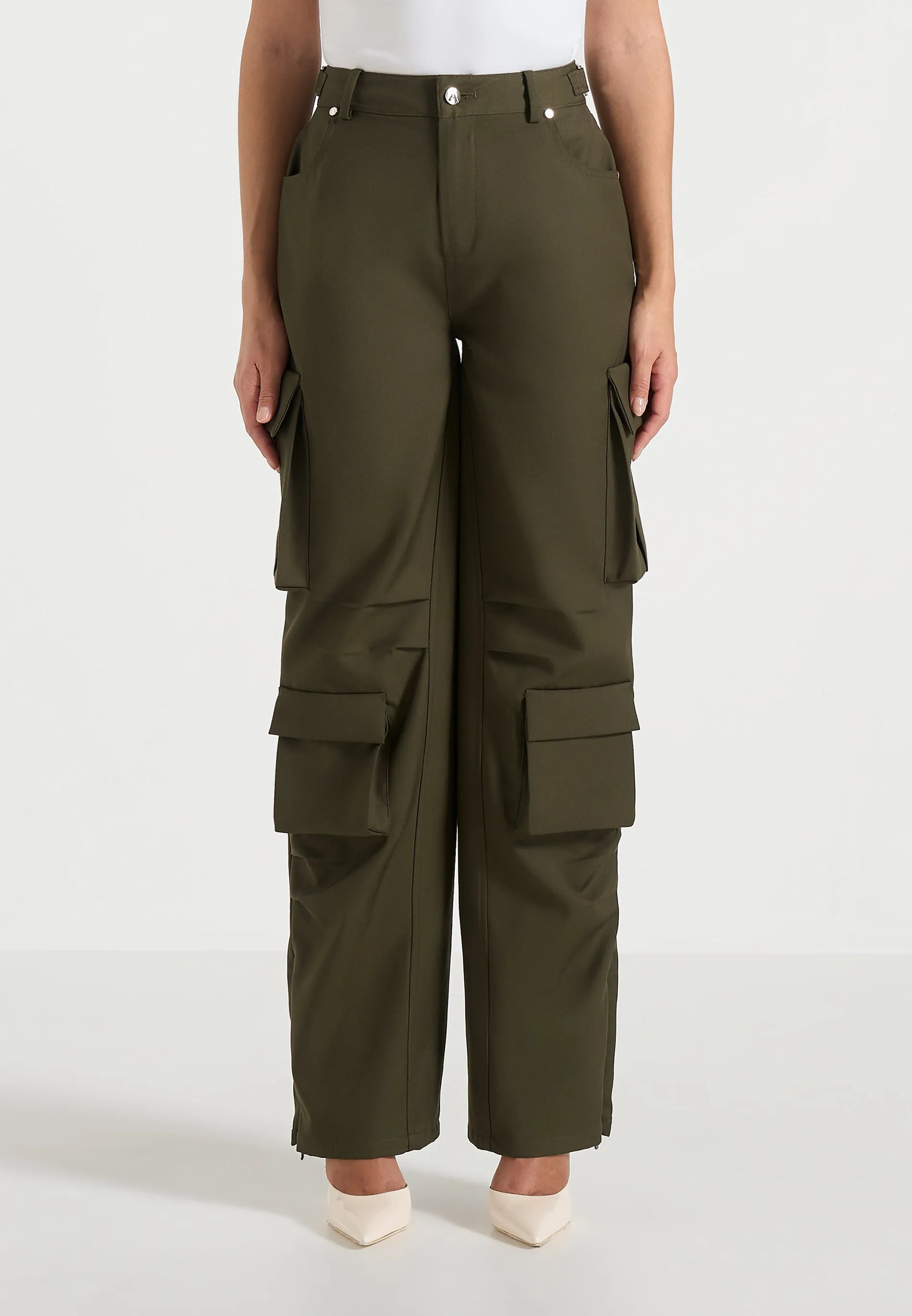 Emilie - High Waisted Twill Cargo Pants - Olive sold by Maniere De Voir product image thumbnail 2