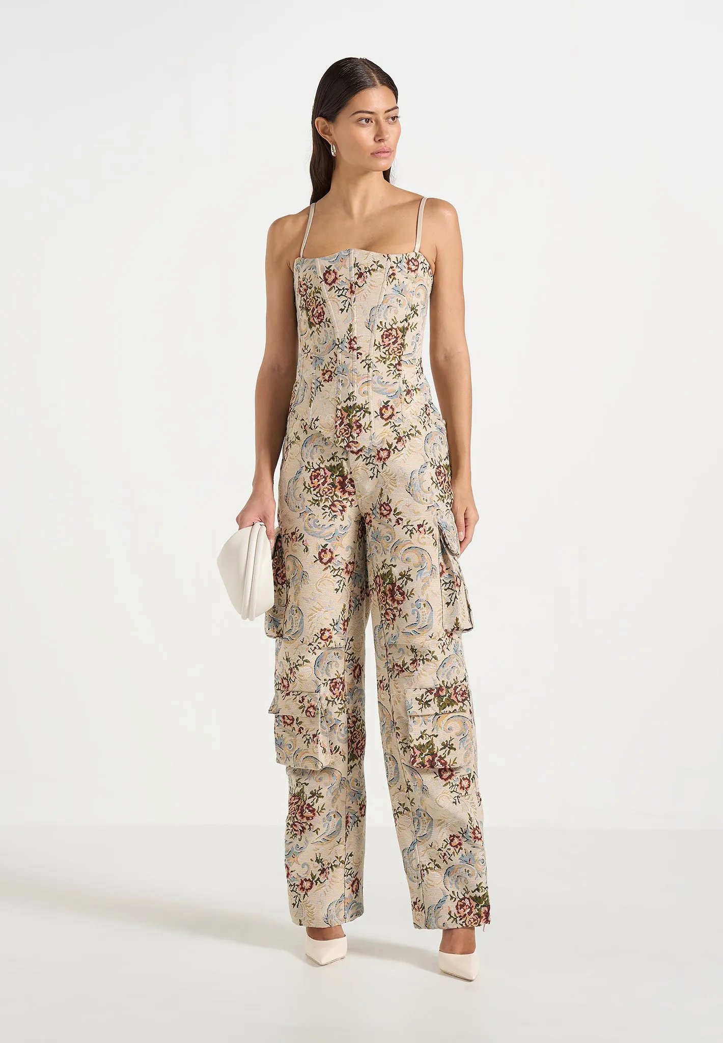 Scarlett - Tapestry Lace Up Corset - Beige sold by Maniere De Voir product image thumbnail 2