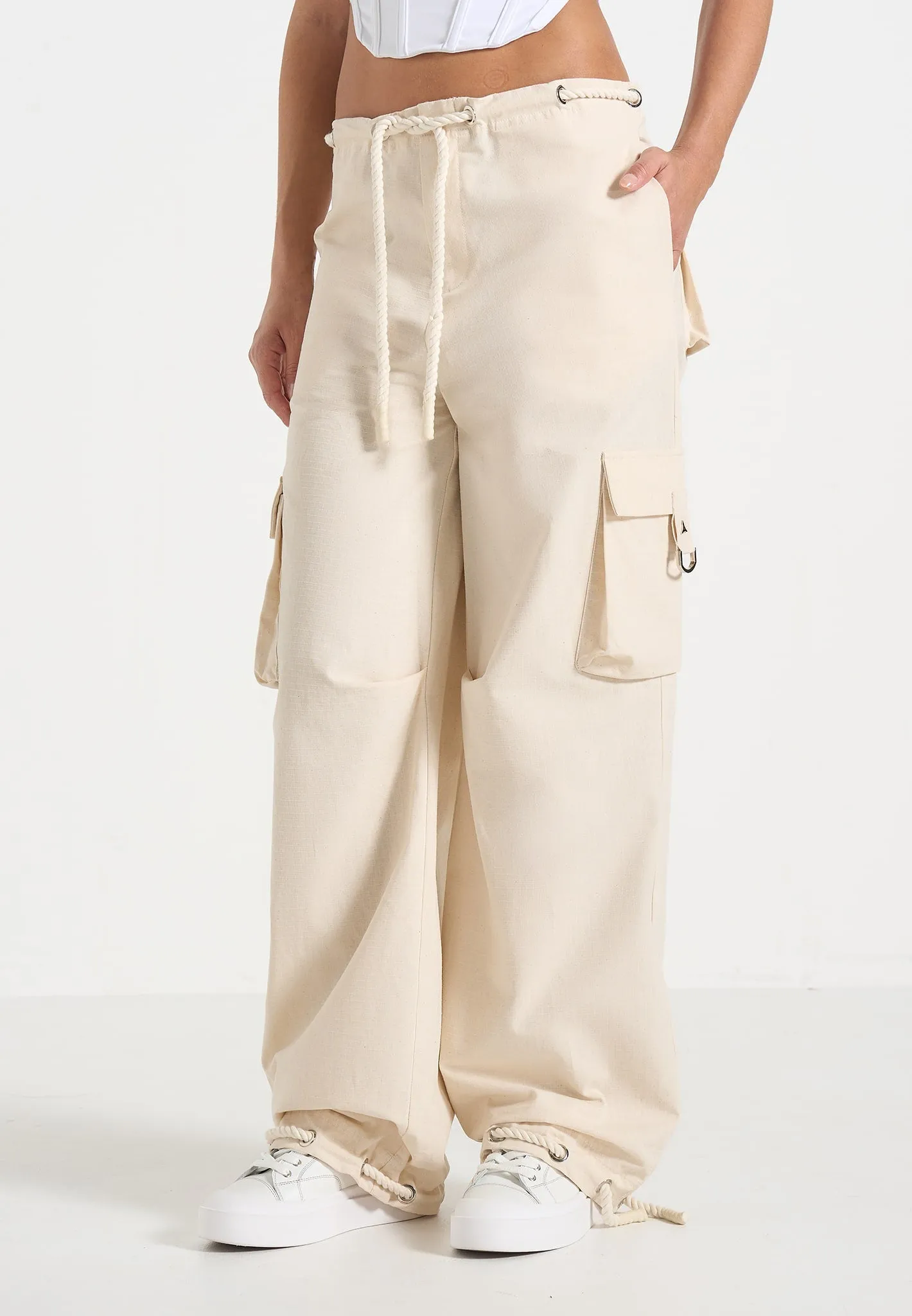 Rosa - Ripstop Parachute Cargo Pants - Cream sold by Maniere De Voir product image thumbnail 5