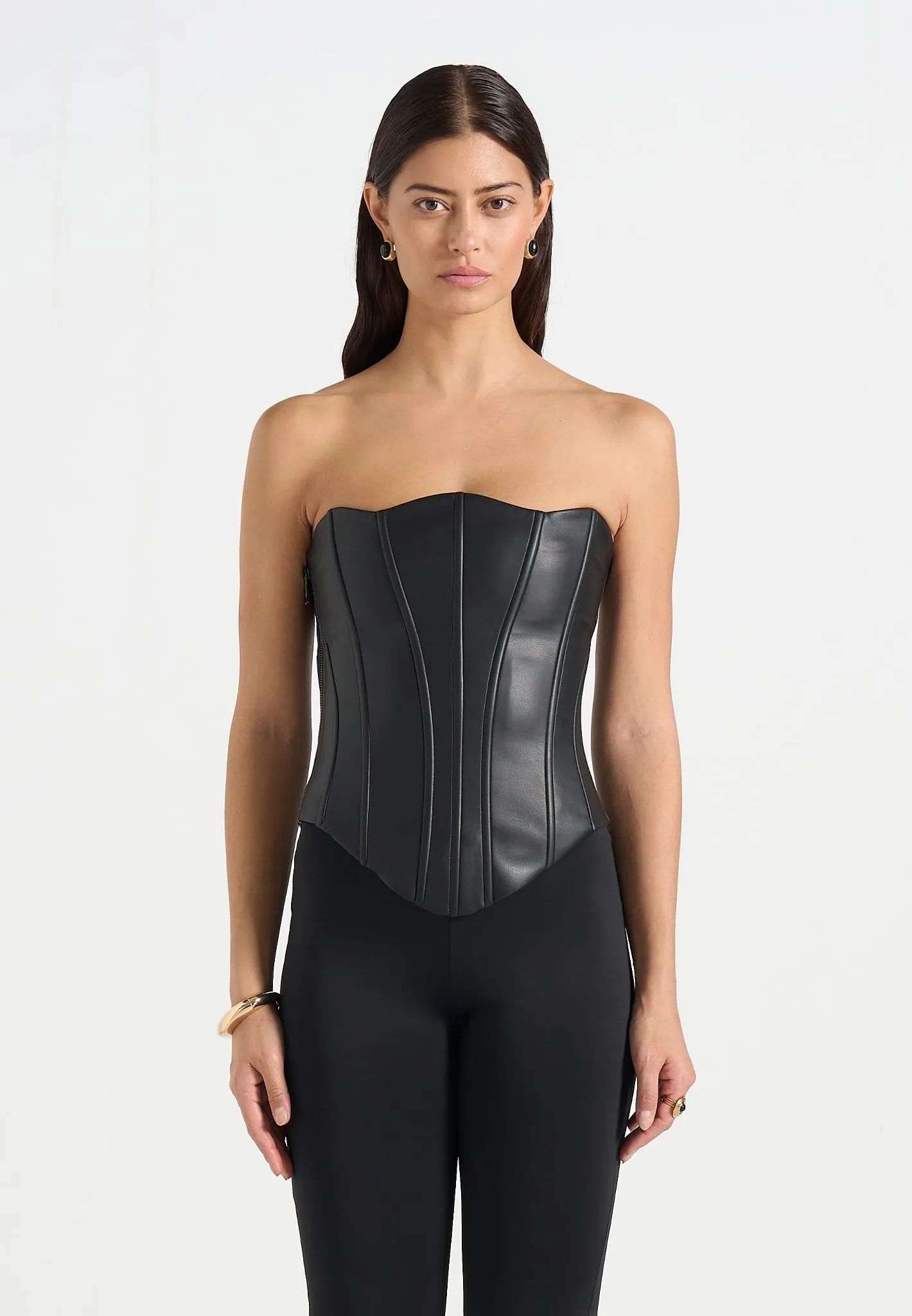 Scarlett - Leather Lace Up Corset - Black sold by Maniere De Voir product image thumbnail 5