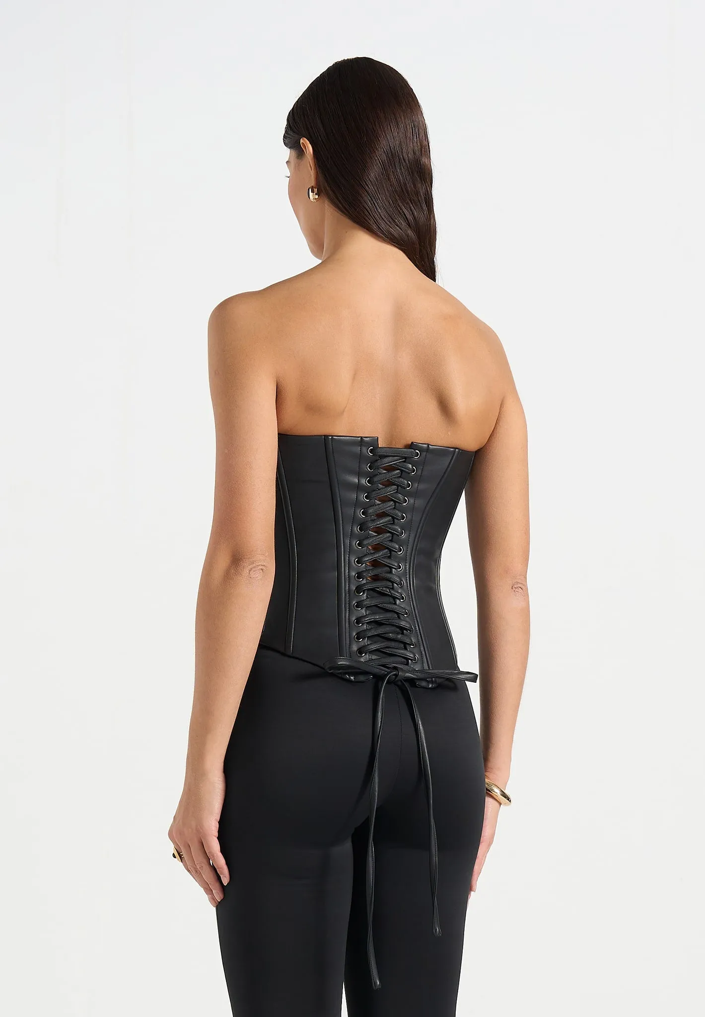 Scarlett - Leather Lace Up Corset - Black sold by Maniere De Voir product image thumbnail 4